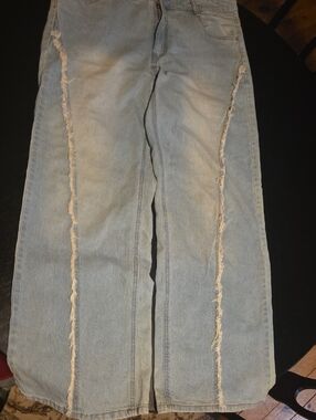 No Boundaries Light Blue Distressed Wide-Leg Jeans